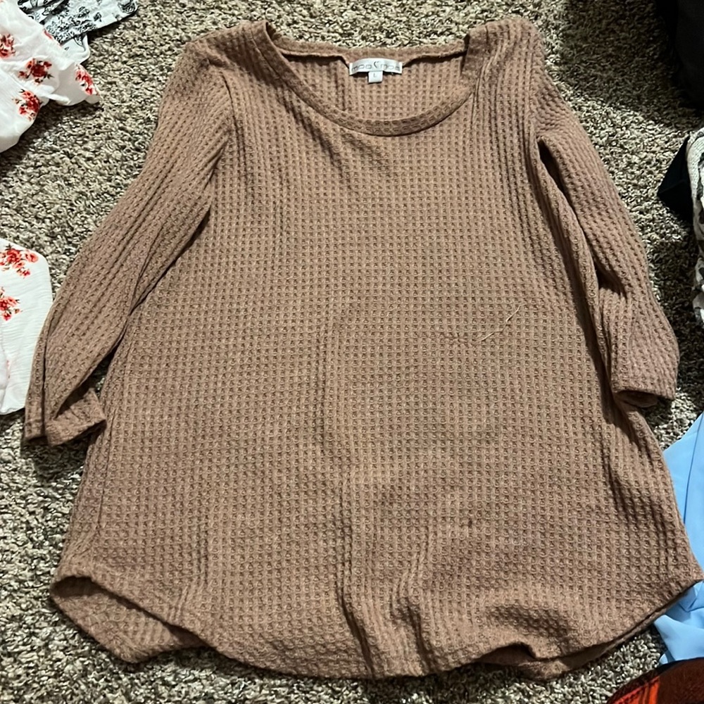 Waffle Patterned Long Sleeve TShirt